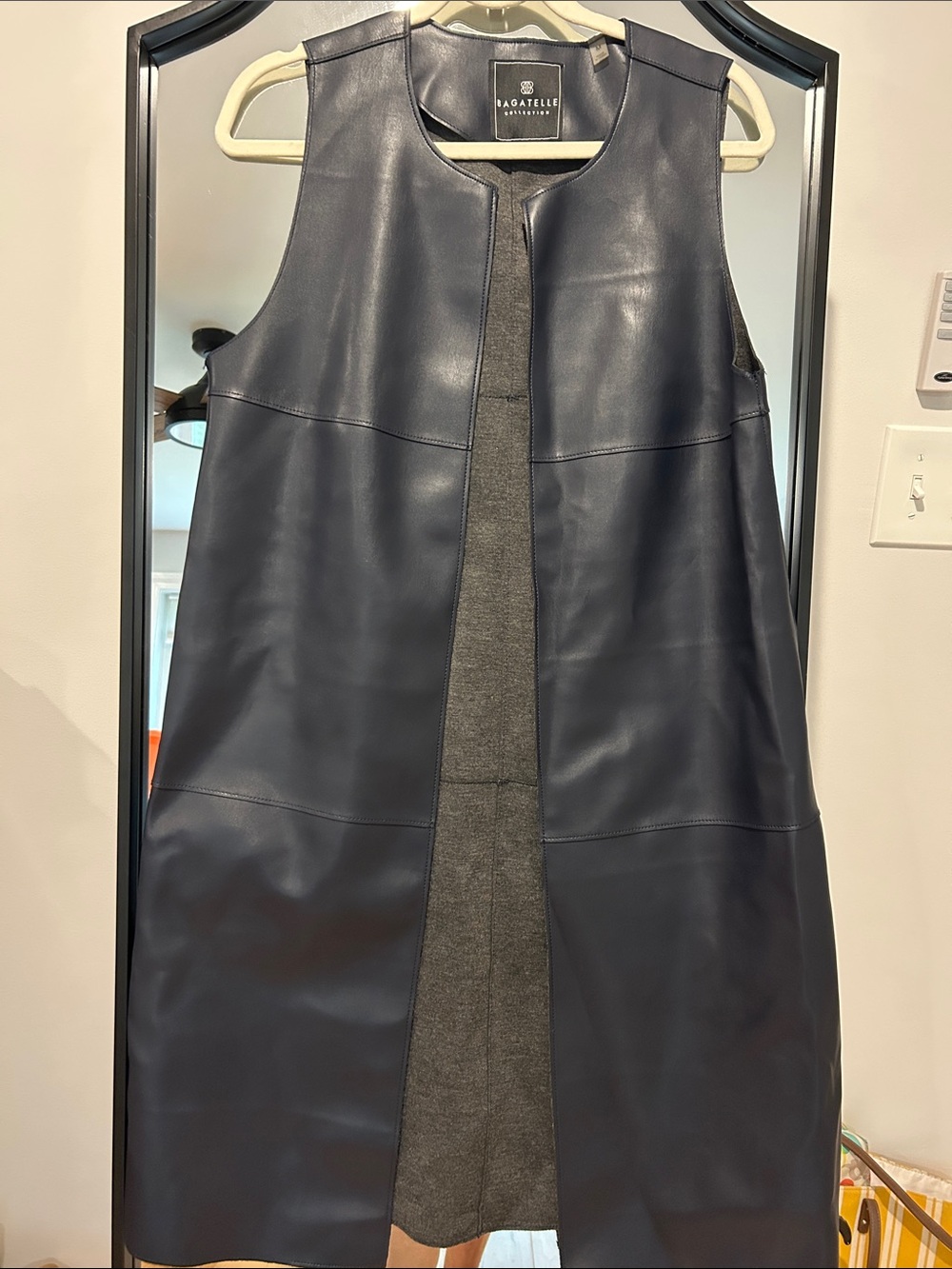 bagatelle Navy Sleeveless Faux-Leather Vest